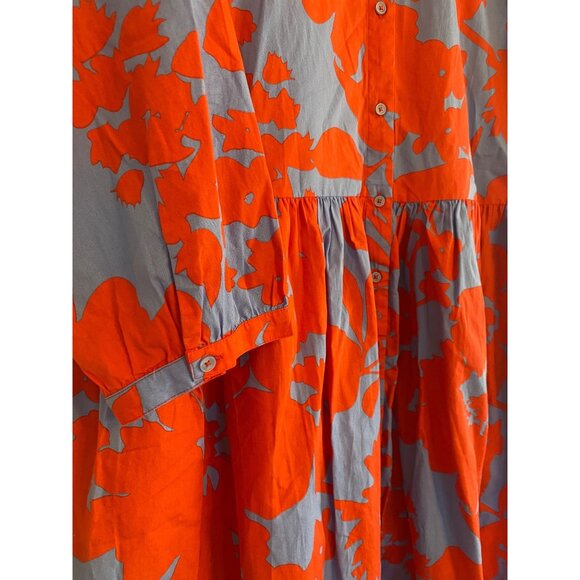 NWT Joules Red & Blue Floral Midi Button-Down Dress With 3/4 Sleeves Size 16 - Picture 4 of 8